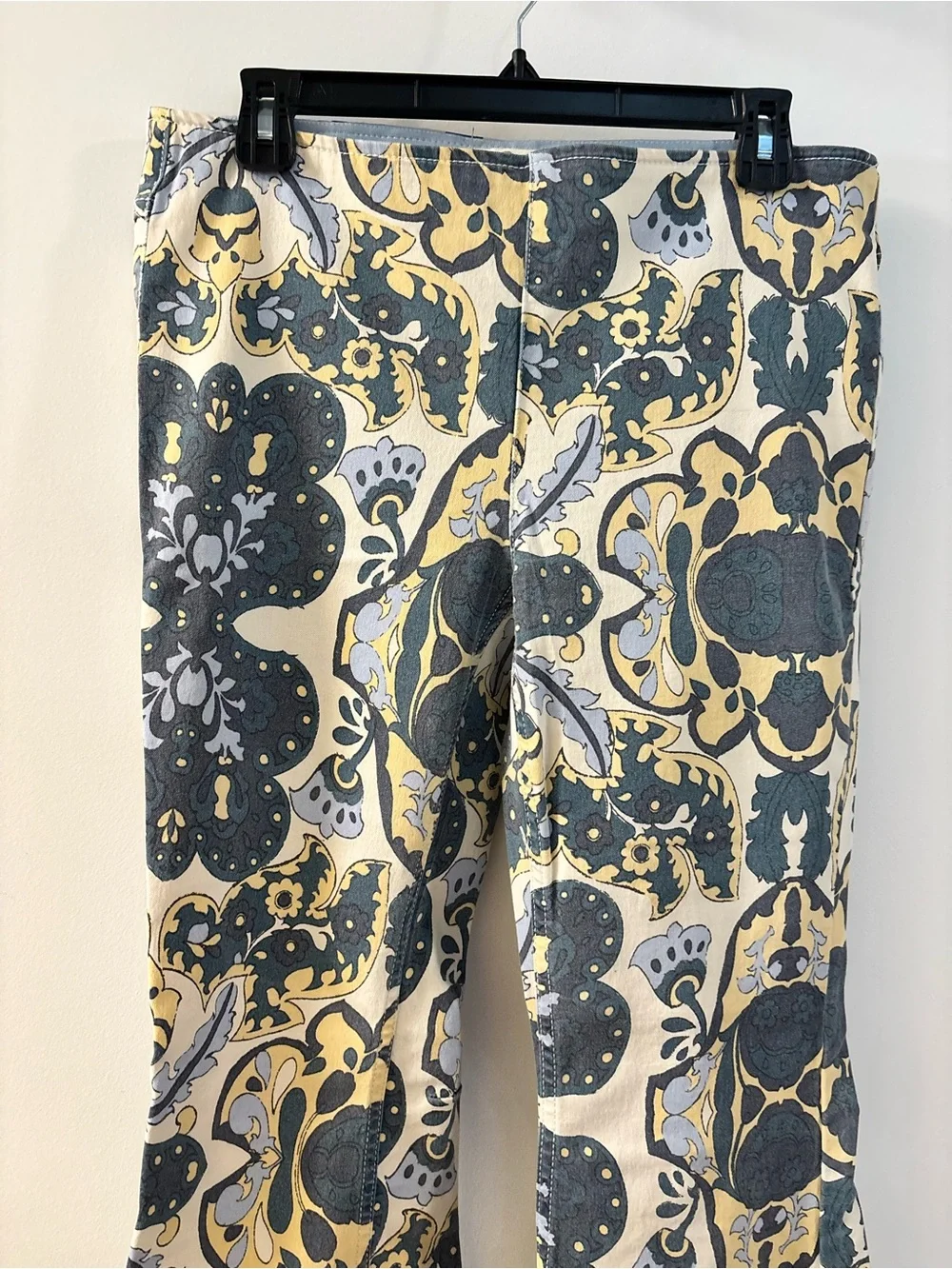 Free People Flared Pants in Yellow, Navy & Cream - Picture 4 of 7